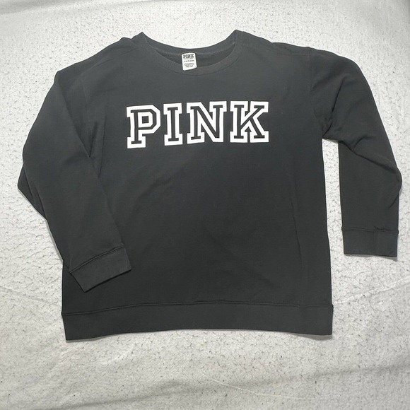 Victoria's Secret Other - Victoria's Secret PINK Women's XL Crewneck Sweatshirt Long Sleeve Black White